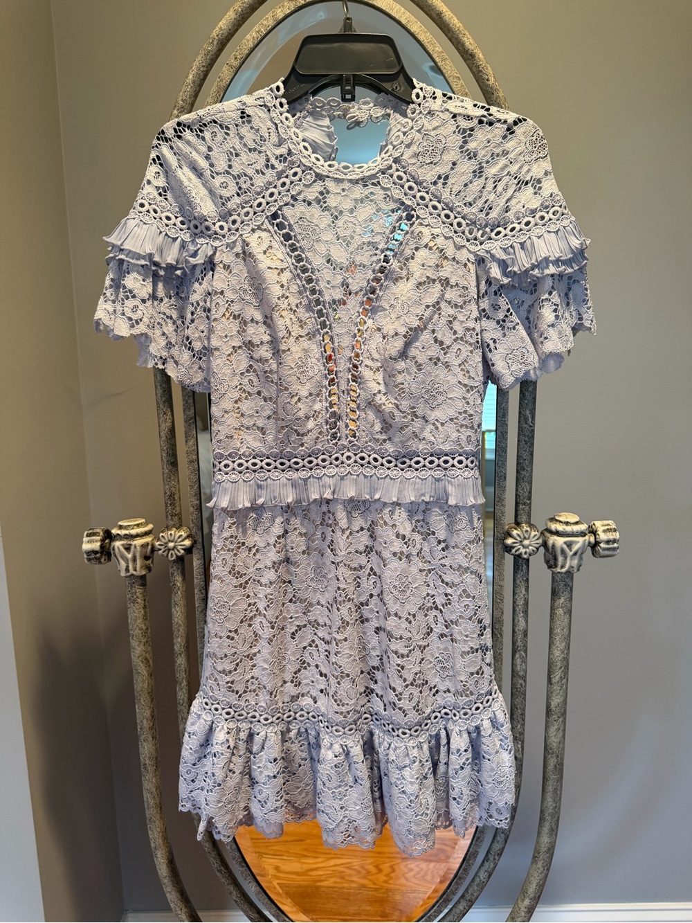 SAYLOR Lavender Lace Tiered Sleeve Dress